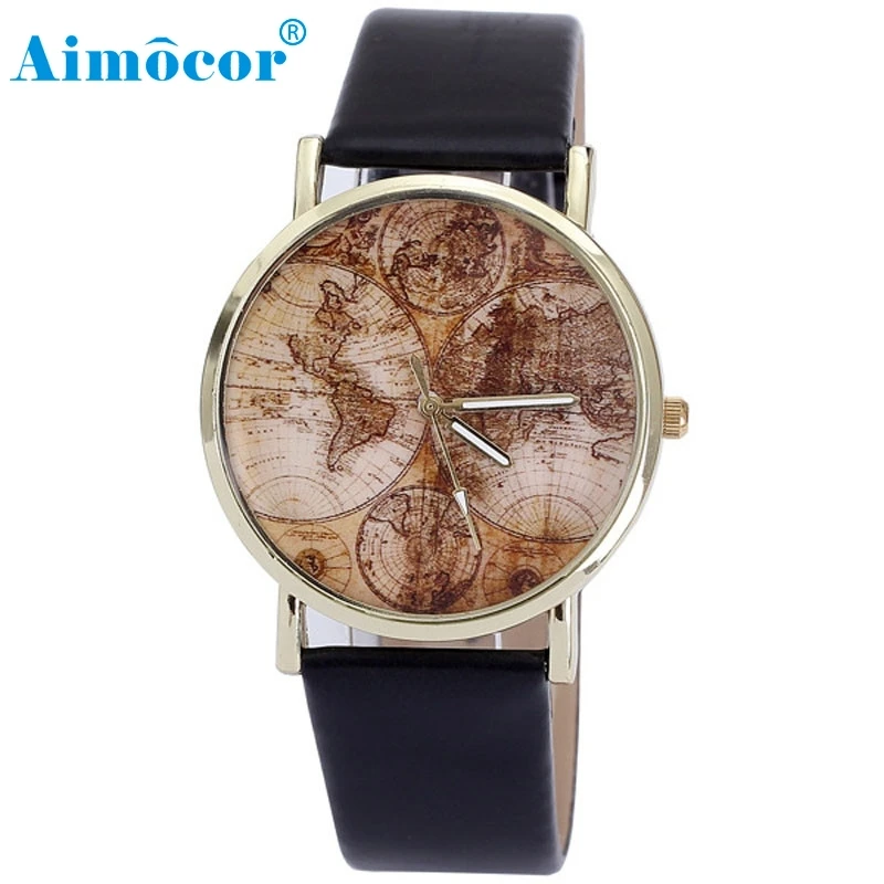

2017 Newly Designed Relogio Feminino Clock Fashion Women's World Map Leather Band Analog Quartz Wrist Watch Watches Gift 323