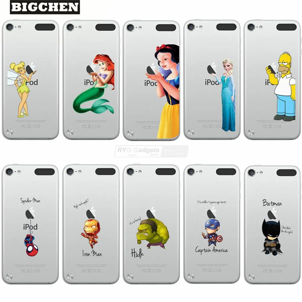 

Princess Snow White Mermaid Tinkerbell Marvel Heros Painted case cover For Apple iPod Touch 5 5th Case