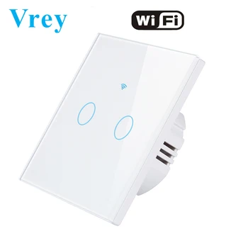 

EU Standard WiFi Smart Switch,Wall Touch Switch,Remote Control Switch,Works With Alexa / Google Home,Crystal Glass Switch Panel