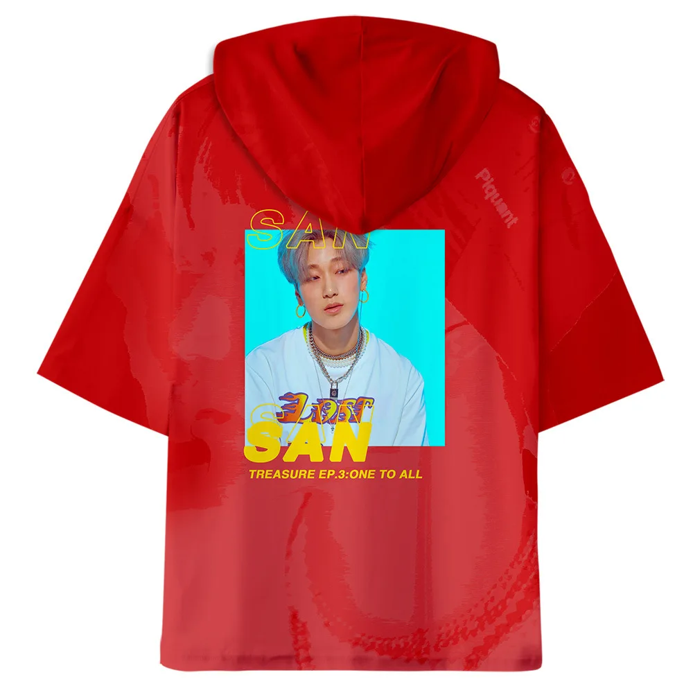 Корейская Мода KPOP ATEEZ альбом 3D печать короткий рукав с капюшоном футболка Женская Мужская Harajuku Повседневная Свободная хип хоп футболка летние топы