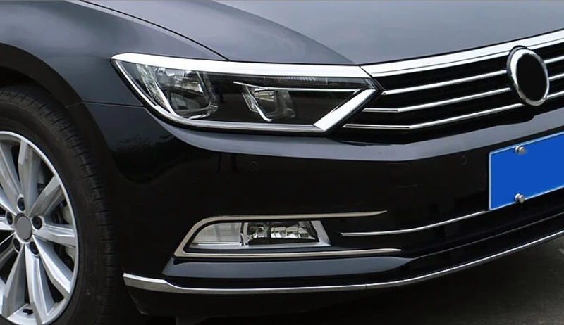 Снаружи Сталь передняя фара головного света Молдинги для VW Passat B8