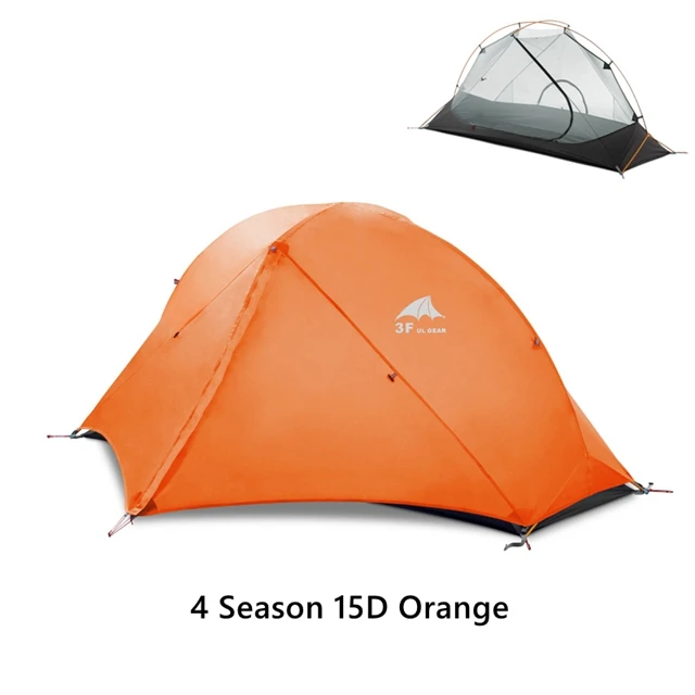 3F UL gear палатка одноместная двухслойная 15D/210T походная палатка водонепроницаемая 3 сезона 4 сезона с ковриком - Цвет: 15D 4 Season Orange
