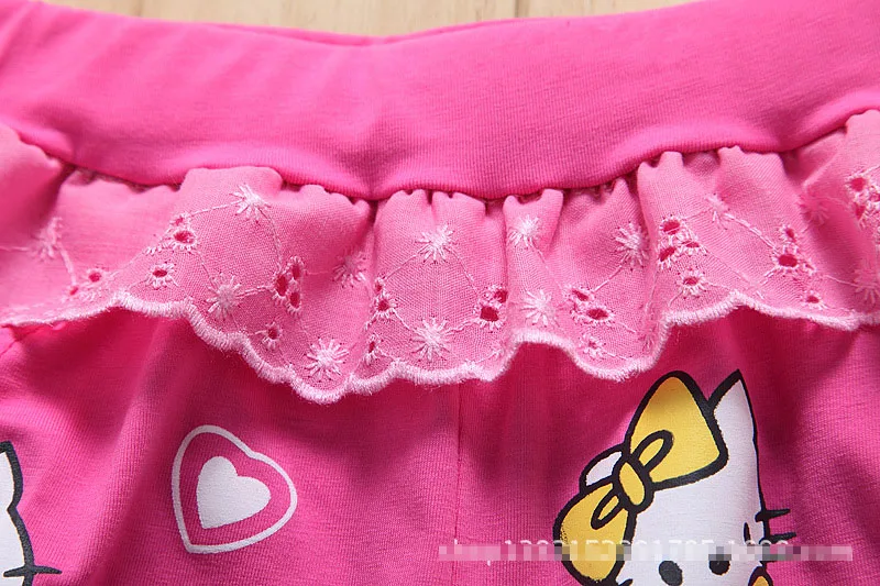 girls Summer Short baby fashion cotton Casual pants Carton Lace flower Print cat beau loves kids clothes