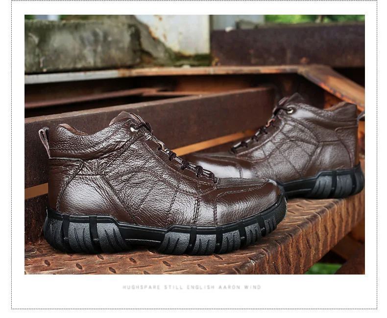Мужские теплые водонепроницаемые ботинки DEKABR, коричневые удобные модные ботинки из натуральной кожи с меховой подкладкой, зима