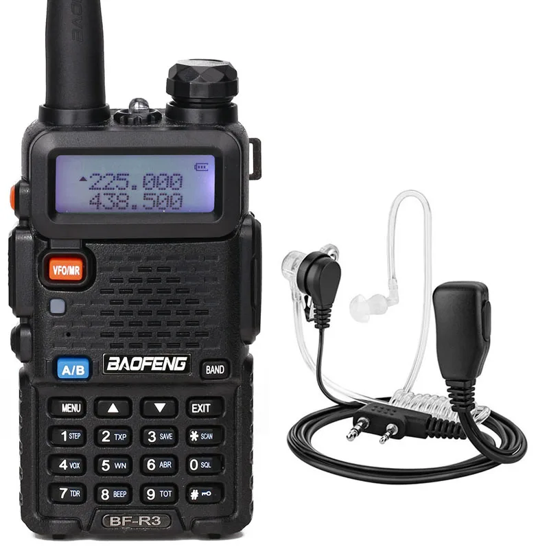 BaoFeng BF-R3 трехдиапазонное иди и болтай Walkie Talkie “иди и 136-174 МГц 220-260 МГц/400-520 МГц+ 2 antennatwo способ домашнее портативное Любительское радио в UV-5R - Цвет: add ac headset