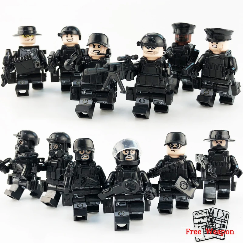 

12PCS/Set Military Special Forces Soldiers Bricks Figures Guns Weapons Boxes Compatible Legoings CS Building Blocks Toy for Kid