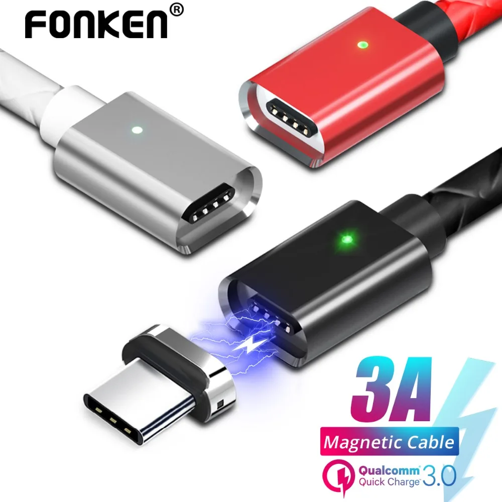 FONKEN Magnetic Cable fast charging Magnet Micro USB and Type C Cable Sync Data Phone Cables Quick Charge Magnet Charger Cable FONKEN Magnetic Cable fast charging Magnet Micro USB and Type C Cable Sync Data Phone Cables Quick Charge Magnet Charger Cable