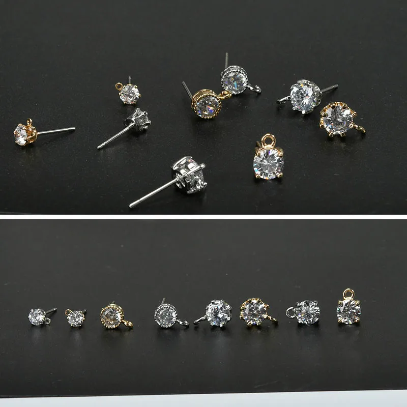 

Zircon studded flash drill color plating with hanging earrings DIY handmade Korean temperament earrings material accessories