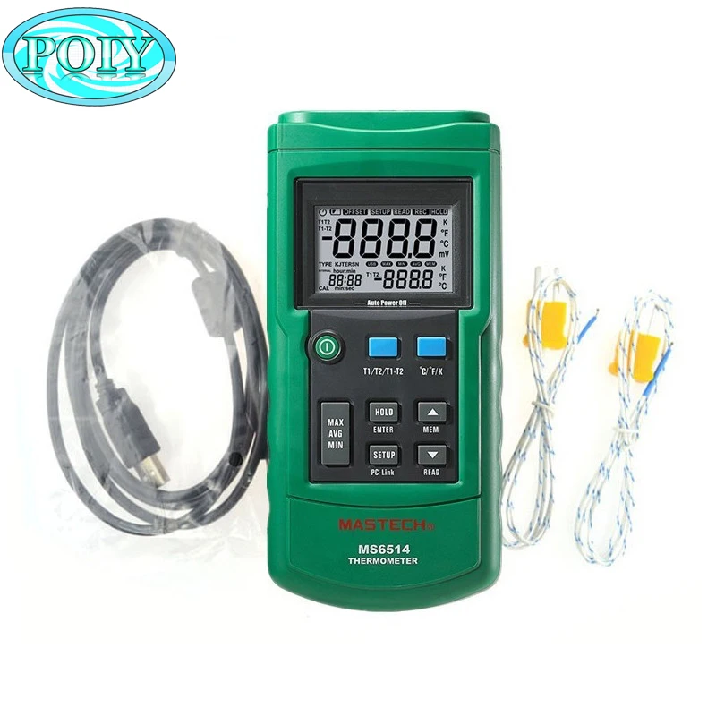 Двойной цифровой термометр канала MASTECH MS6514 температура логгер-тестер USB