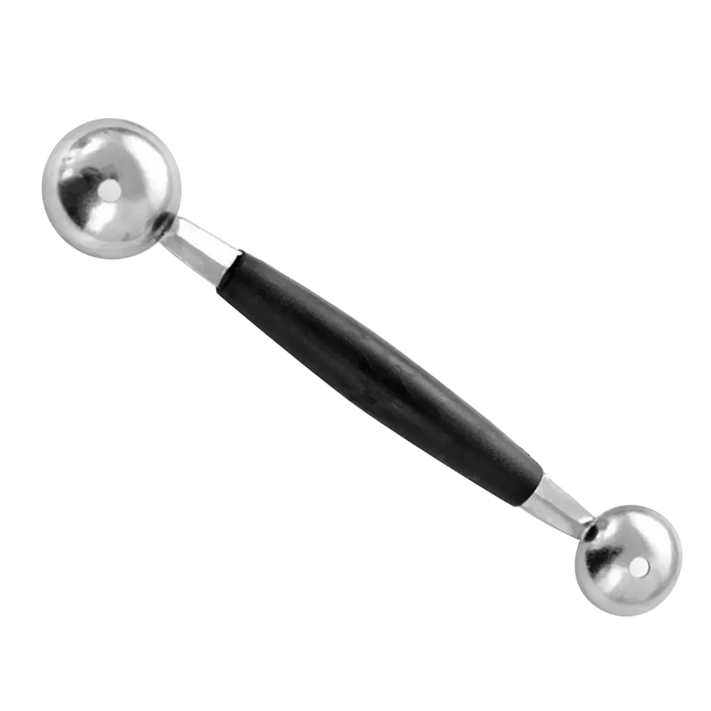 Double Sided Melon Dig Baller Strong and Sharp Mini Metal Spoon for Watermelon Ice Cream Dessert Fruit Home Kitchen Tools