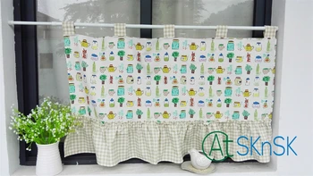 

Customized Japan style fashion Pastoral fresh cartoon coffee curtains kitchen decoration multi design short curtain for kitchen