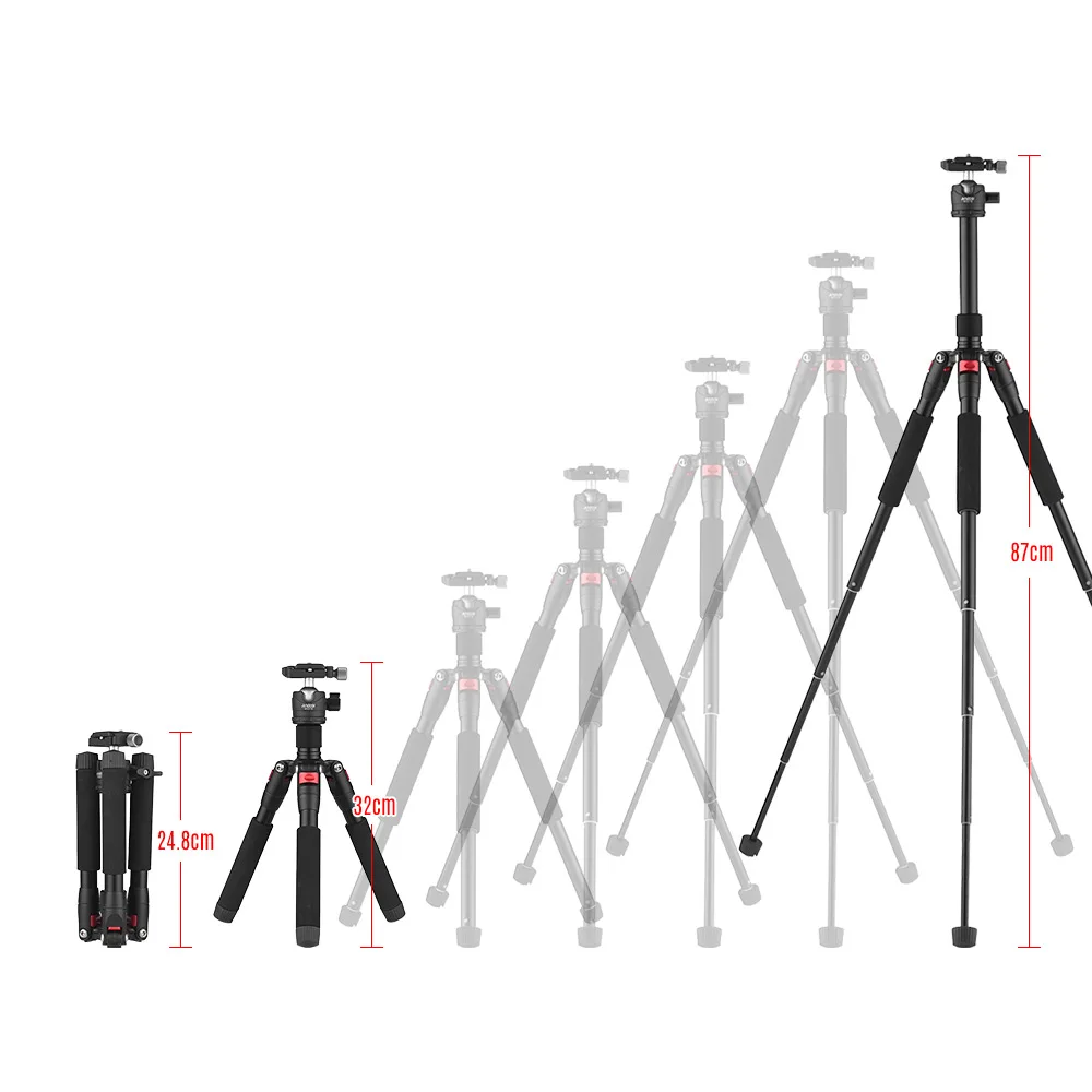 Andoer K521S Алюминиевый сплав штатив с мини шаровой головкой низкий центр тяжести 1/" винт крепление для Canon Nikon sony DSLR камеры