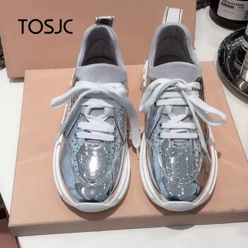 

New Elastic Silk Thick Low Daddy Shoes, Leather Tie, Round Head Leisure Women's Shoes, 2019