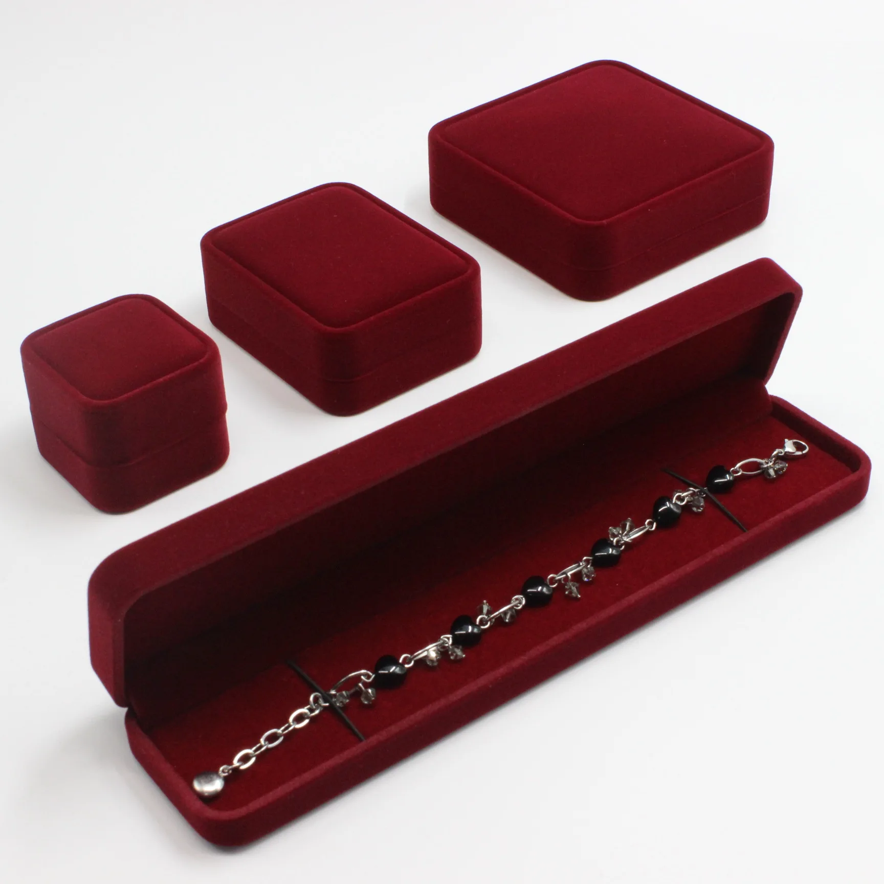 Роскошное бархатное кольцо подвеска ожерелье браслет Ювелирная Подарочная коробка набор футляр для хранения подарочные упаковочные коробки для ювелирных украшений - Цвет: Red