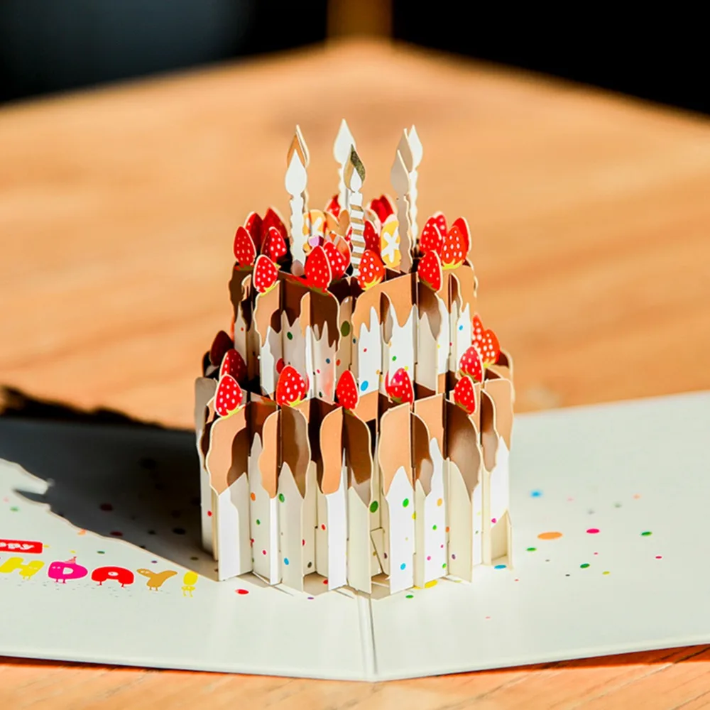  3D Colourful printing pop up Happy Birthday gifts greeting cards Invitation card laser cut envelope - 32851515357