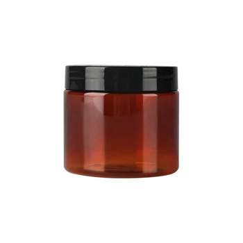 

1pc 180ml Empty Amber Plastic Cosmetic Pot Brown Cosmetics Skin Care Cream Jar Container Makeup Refillable Bottle With Black Lid