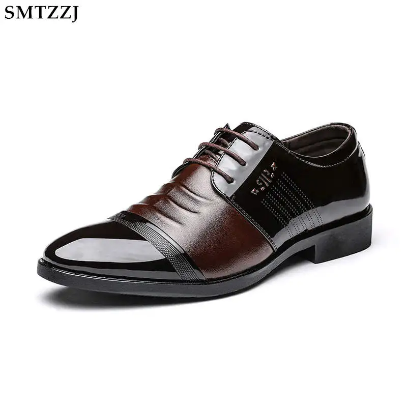 

2019 Brand Men Spring Summer Formal Leather Business Casual Shoes Man Dress Wedding Office Luxury Shoes Male Breathable Oxfords
