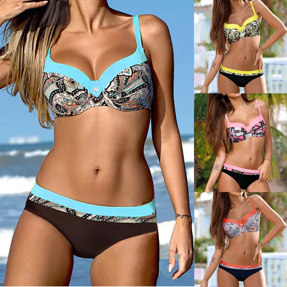

KLV 2019 new summer ladies polyester sexy printing low waist strap female 3.29