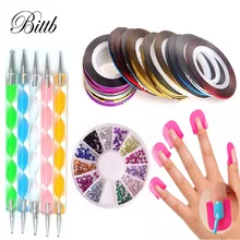 Bittb пилочки для ногтей книги по искусству украшения набор 30 рулонов чередование клейкие ленты линии лаки для ногтей Щит защиты Стразы