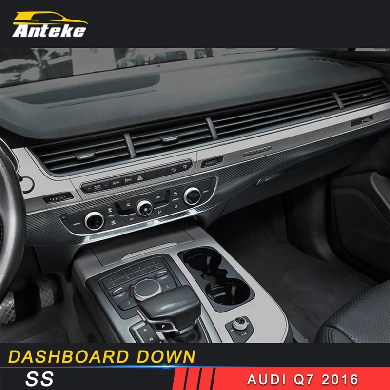 

ANTEKE for Audi Q7 2016 Car Styling Middle Console Dashboard Panel Down Cover Trim Frame Sticker Interior Accessories