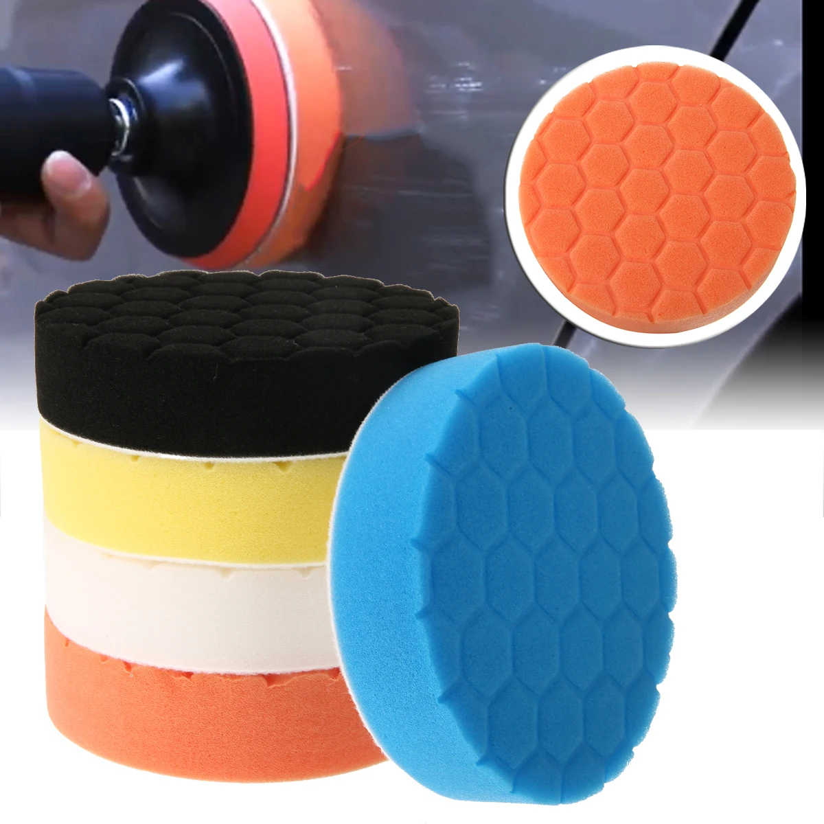 

5pcs 5'' Buffing Sponge Car Polishing Pad Kit Set For Car Polisher Machine Buffer Drill Auto Glass Polishing Kit