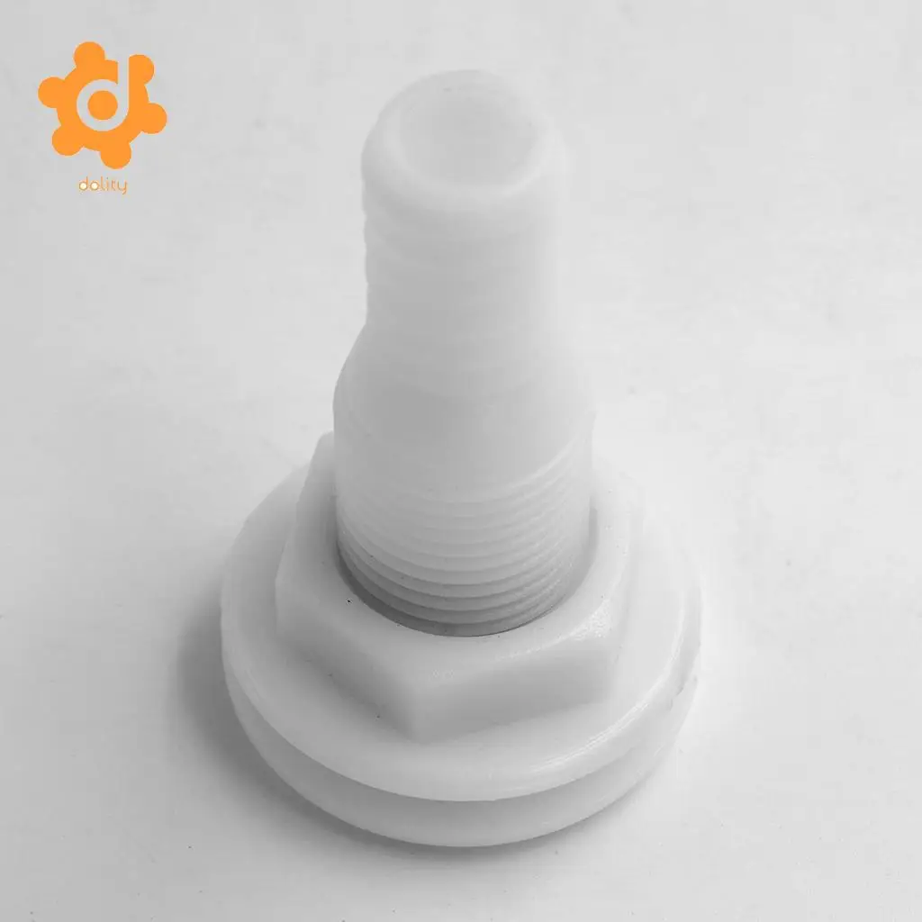 White Plastic Thru-Hull Bilge Pump and Aerator Hose Fitting for 3/4' Hose