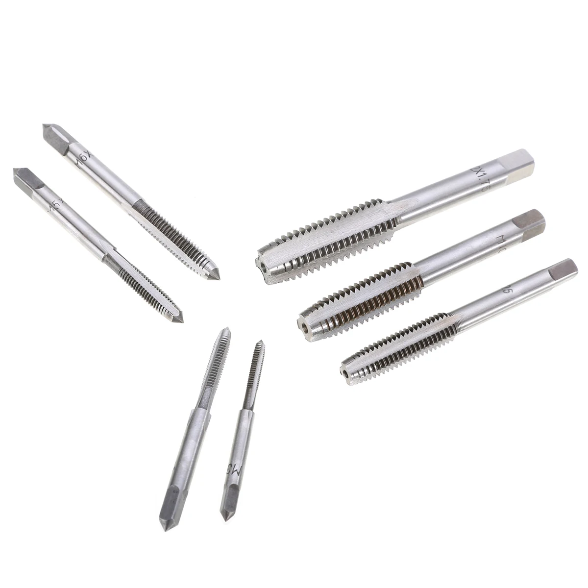 New 7pcs/set M3-M12 HSS Metric Tapper Right Hand Thread Tap Tool 0.5mm-1.75mm Pitch For Woodworking Tools
