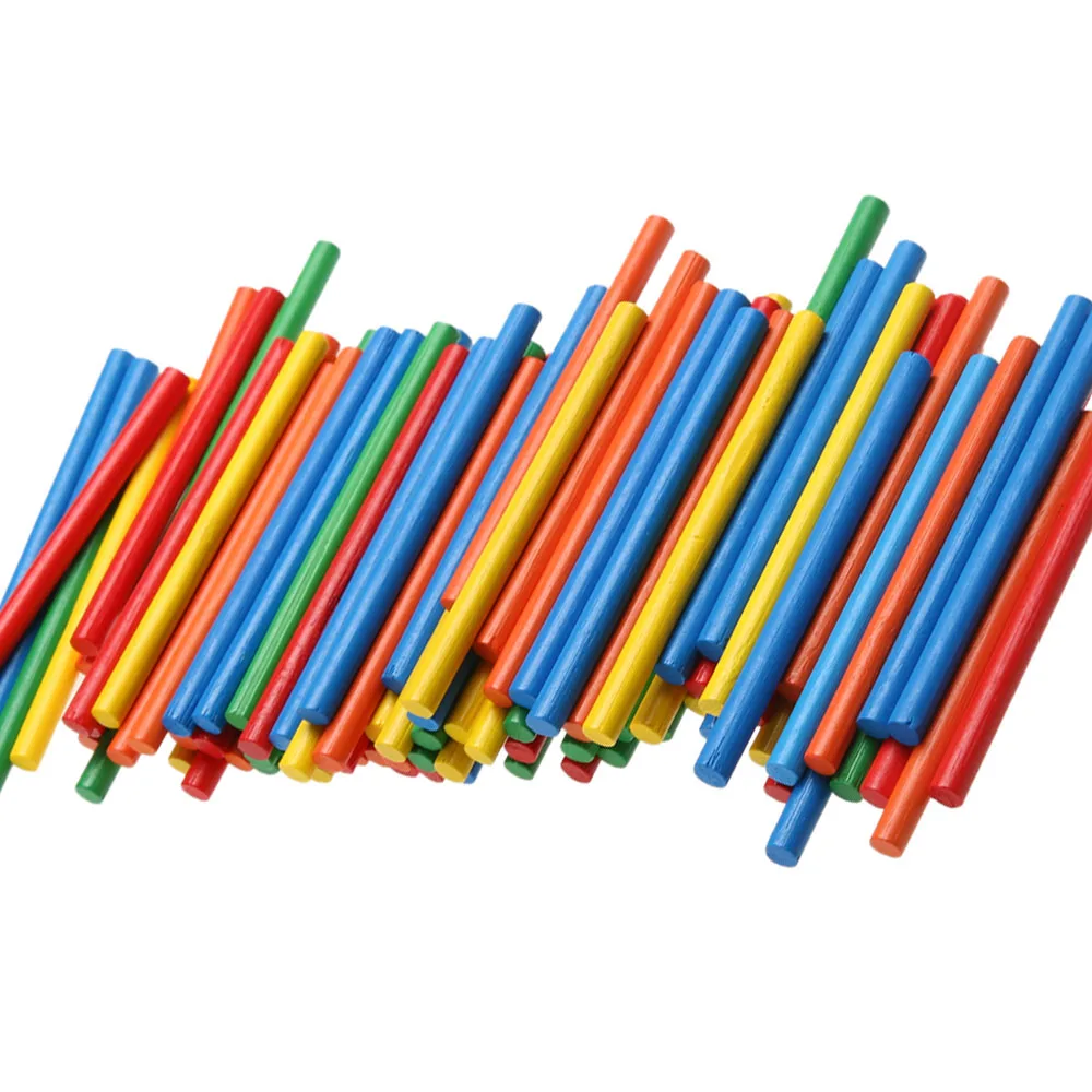 100pcs Colorful Bamboo Counting Sticks Mathematics Teaching Aids Counting Rod Kids Preschool Math Learning Toys for Children