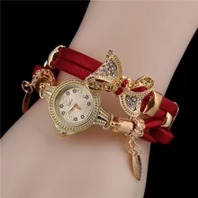 Бабочка ретро браслет часы для женщин прекрасные свадебные кварцевые наручные часы 6 цветов Стразы нежные женские часы Reloj F4