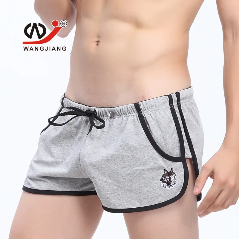 WJ брендовые хлопковые мужские спортивные баскетбольные шорты для спортзала шорты для пениса шорты для тенниса тренировочные шорты для бега и тенниса удобные - Цвет: Серый