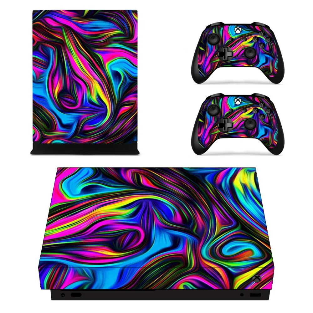 

Console & 2 Controller Stickers Skin Vinyl Decals Cover Wrap Protective For Xbox One 1 X Colorful