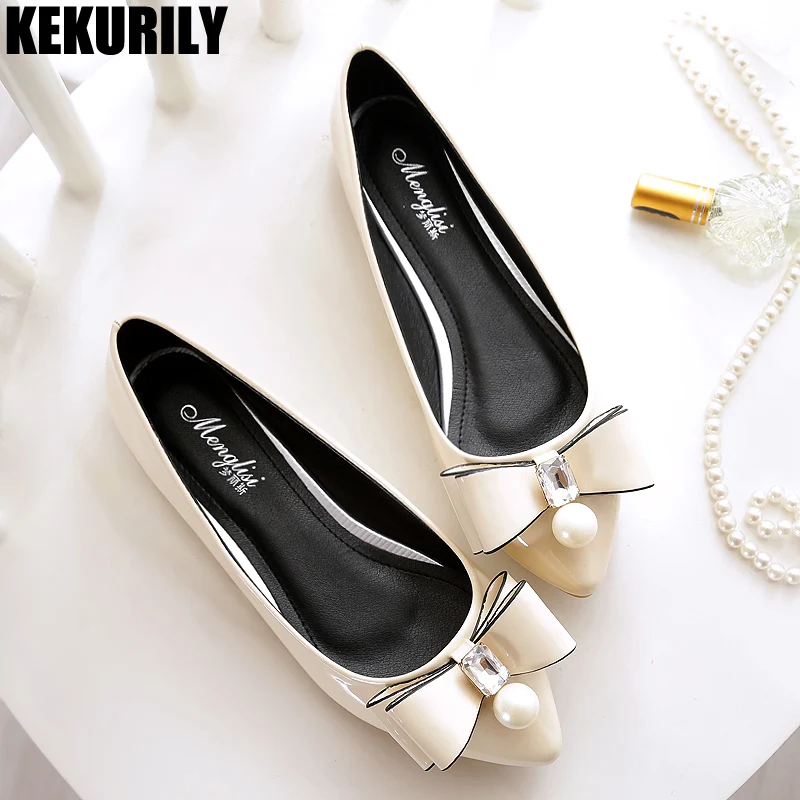 

Shoes Woman bowtie flats 2018 fashion ladies shoes rhineston slides comfortable shallow sandals Plus 44 45 Size black Beige Pink
