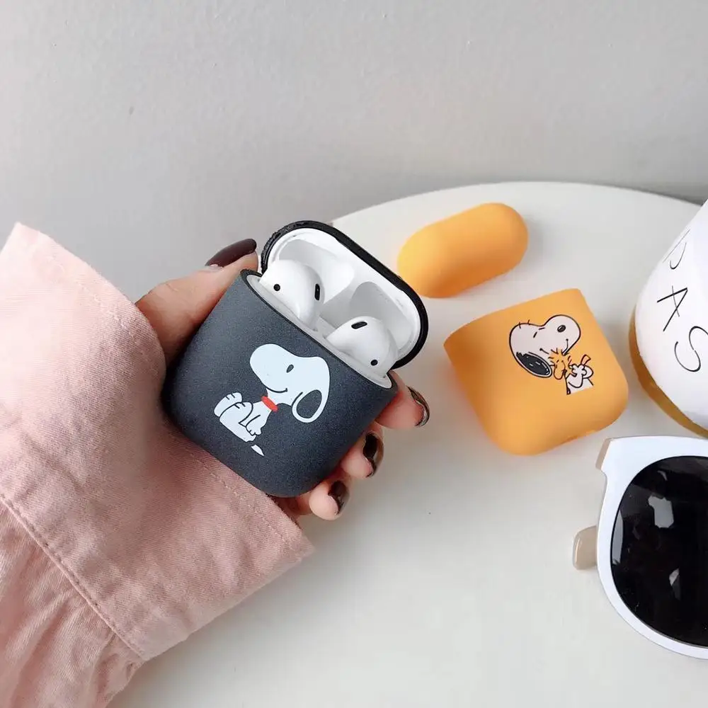 Cartoon Snopy Hard Shell earphone Headset Protective Wireless Bluetooth Accessories airpods Case covers For Airpods 1/2