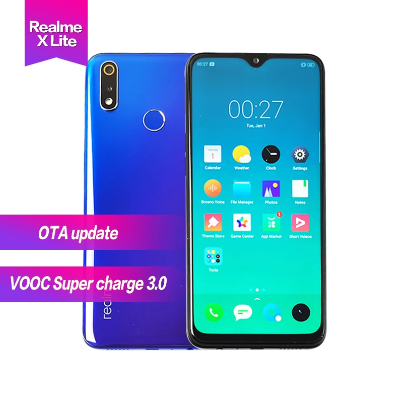 

Realme X lite Android 9.0 6.3" IPS Full screen 4045mAh 3 cameras 2340*1080 Octa Core Super VOOC 25MP+16MP+5MP Fingerpringt ID