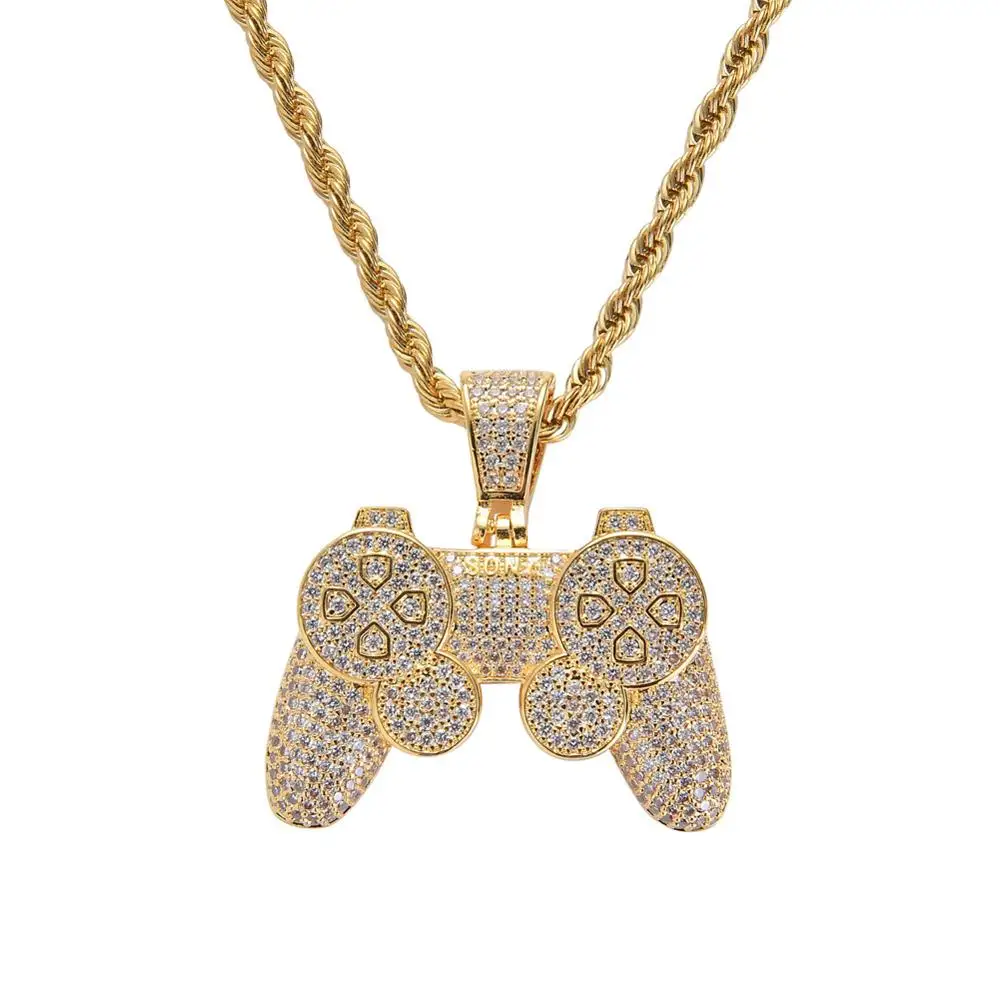 

Men Hip hop iced out game machine pendant necklaces Cubic Zirconia High quality male pendants necklace Hiphop jewelry gifts