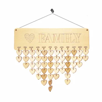 

Heart Family Hanging Calendar Family Birthday Reminder Board Wall Calendar Wooden Organiser