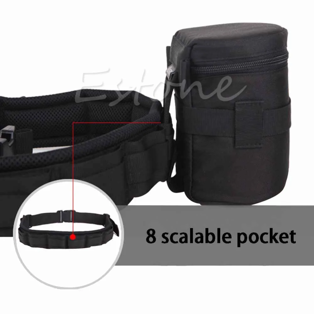 

1 PC Adjustable Camera Waist Padded Belt Lens Case Pouch Bag Holder Pack Strap