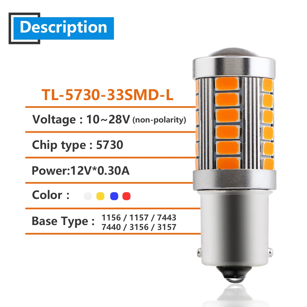 YM E Bright 20 шт S25 P21W 5730 33 SMD 1156 BA15S 12V 24V Авто LED Сигнал поворота Обратные огни 900Lm белый