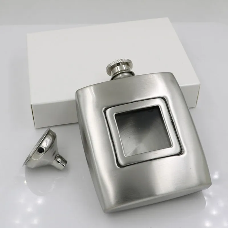 

Portable 6oz(180ml) Semi-Transparent Stainless Steel Hip Flask with Funnel Whiskey Honest Flask Bottle Wisky Jerry Can Drinkware