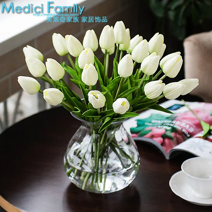Silk French Peonies Bouquet In Gl Vase With Fake Water Diy Glowing Submersible Centerpiece