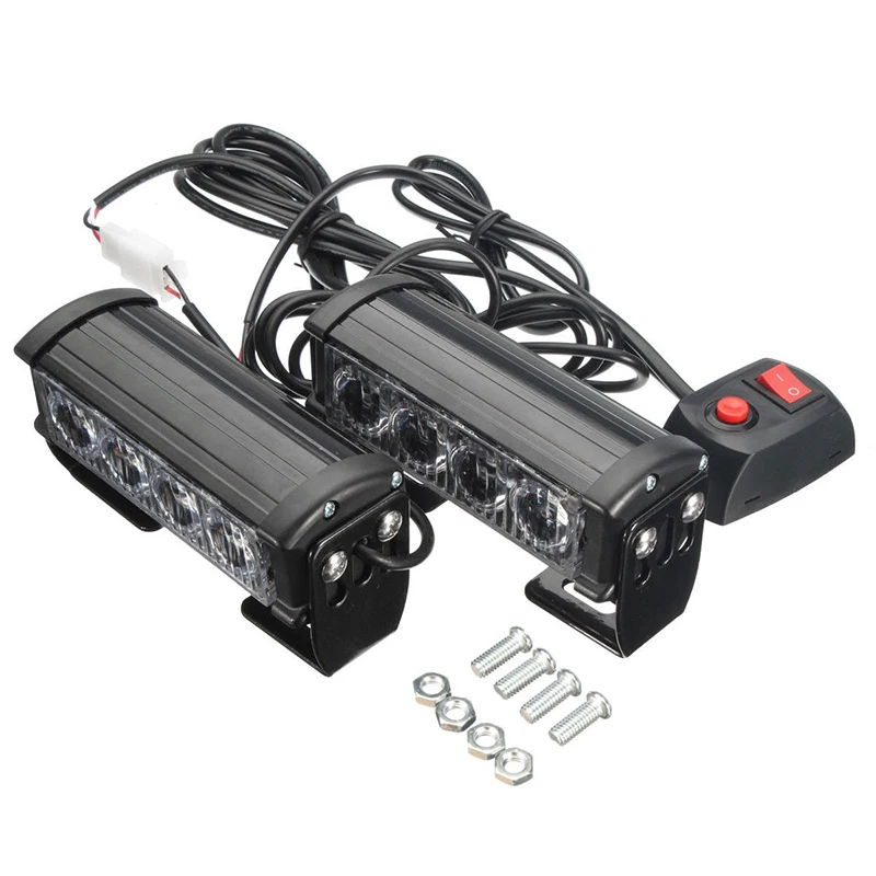 2pcs 12V светодиодный Янтарный стробоскоп для восстановления автомобиля Авто мигает аварийная решетка бар огни