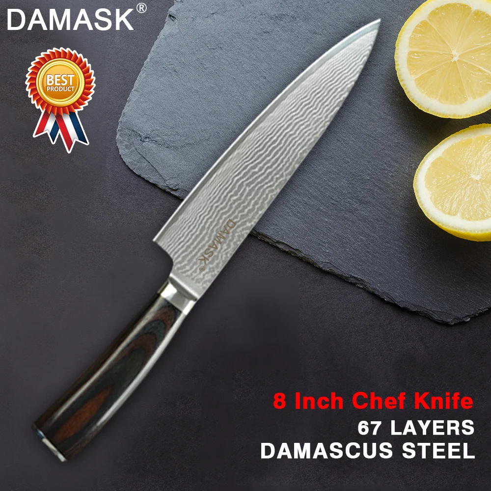 Damask нож для очистки овощей Santoku кухонный шеф повара Профессиональный японский VG10