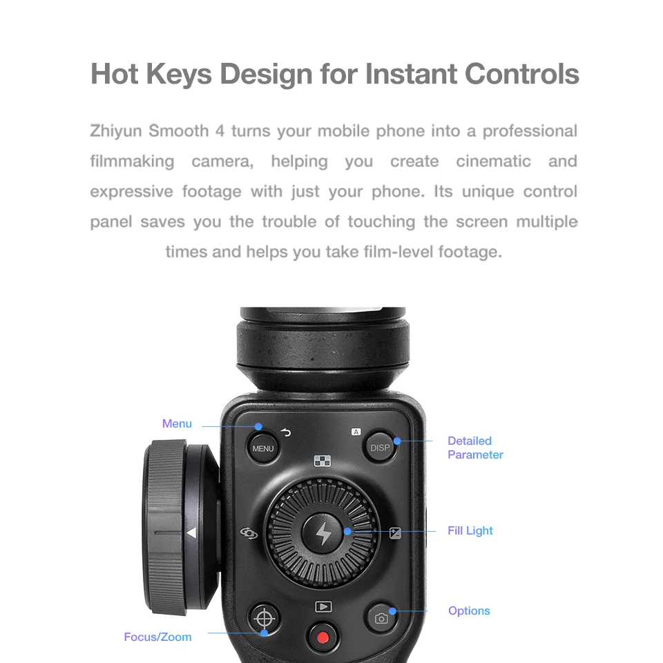 Zhiyun SMOOTH 4 3-Axis Handheld Gimbal Stabilizer for Smartphone action camera phone Portable iPhon