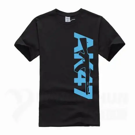 Boutique Men Tops Tees Summer Fashion New AK47 Printed T Shirt Short Sleeve Men AK 47 Rifle Gun Personalized T Shirts 3XL