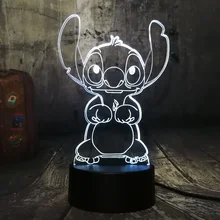 New Cartoon Cute Stitch 3D LED Night Light 7 Color Change Baby Sleep Table Lamp Home Decor Holiday Kids New Year Christmas Gift