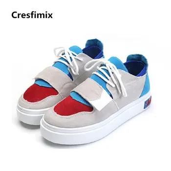 

Cresfimix zapatos de mujer women fahsion comfortable lace up height increased flat platform shoes teenager cool shoes c2861