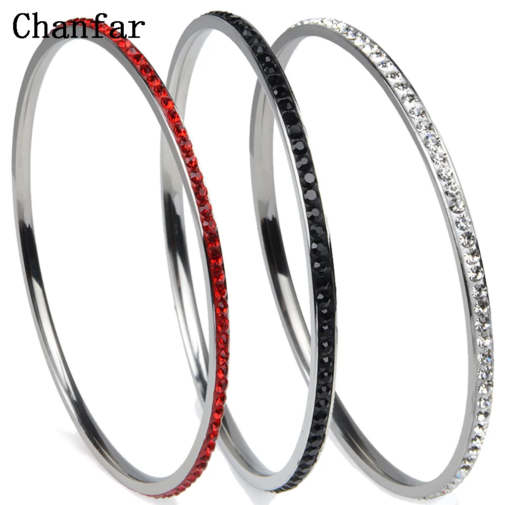 Chanfar Высокое качество 1 ряд классический браслет из нержавеющей стали для женщин Элегантный Круглый Любовь ювелирные изделия