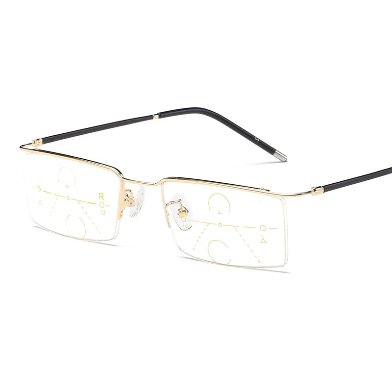 Титановый сплав для мужчин и женщин асимптотически Мультифокальные Прогрессивные очки для чтения не сферические линзы очки для чтения - Цвет оправы: Золотой