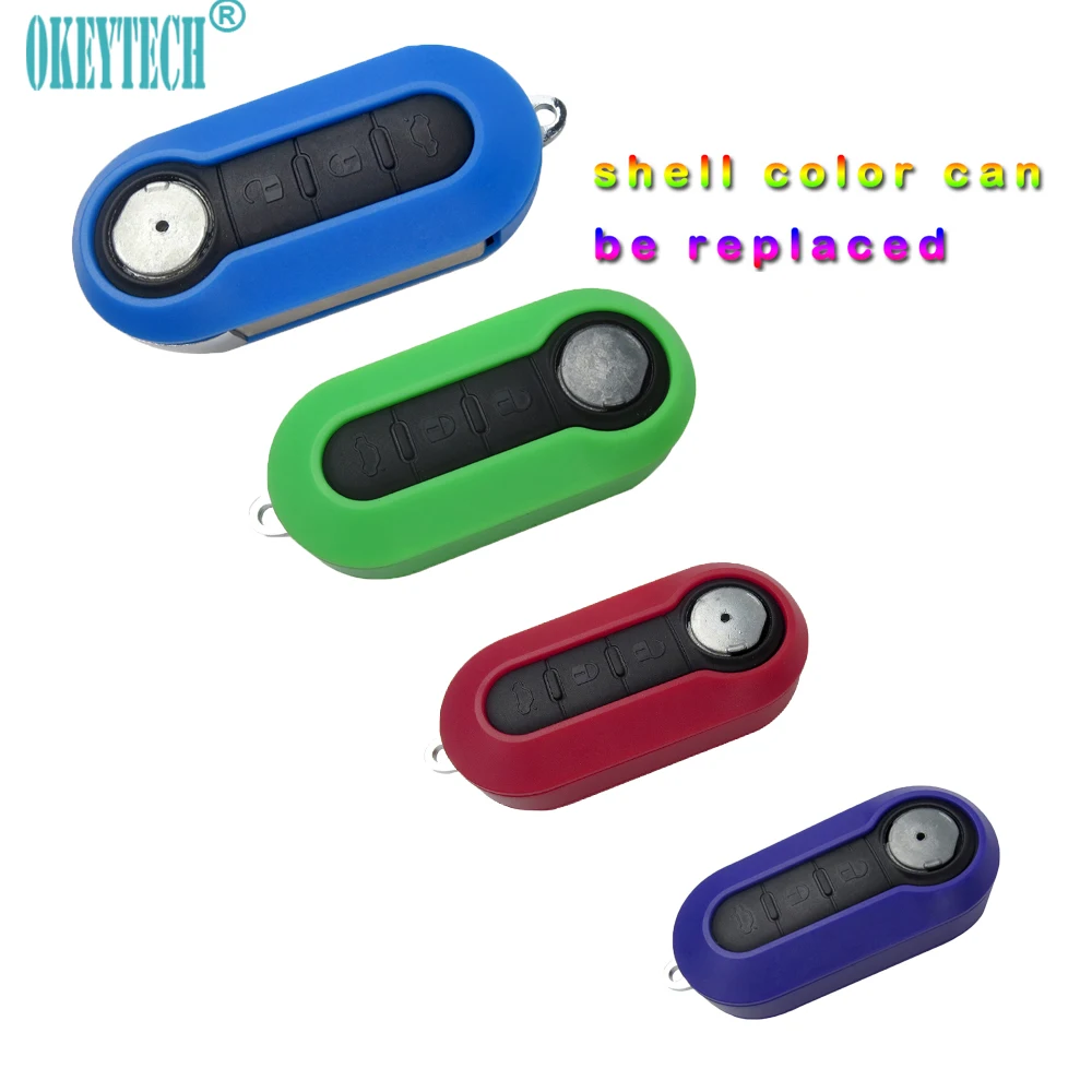 OkeyTech Flip Key Remote Car Key Case Shell For FIAT 500 Punto Ducato Stilo Panda Doblo 3 Buttons Blade Auto Key Cover 4 Colors