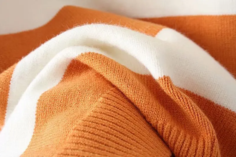 Autumn O-neck Sweater Casual Long Sleeve Striped Plus Size Women Sweater XXXL Knitting Pullovers Black Orange KKFY2772 Autumn O-neck Sweater Casual Long Sleeve Striped Plus Size Women Sweater XXXL Knitting Pullovers Black Orange KKFY2772